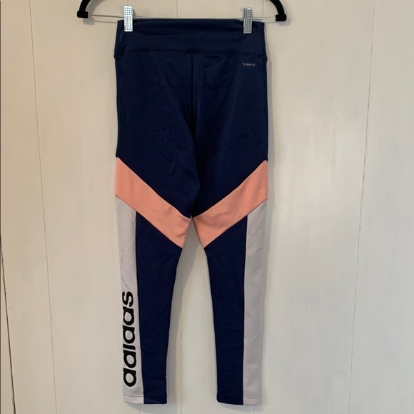 Adidas Women’s Climalite Navy and Pink Leggings Size XS - Picture 2 of 7